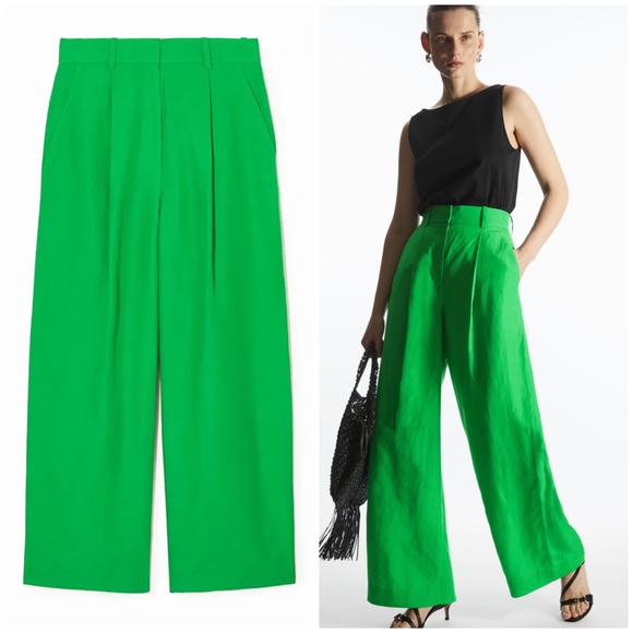RESERVED for @narba - COS wide leg high waisted pant size 6 bold green grass - Picture 4 of 15
